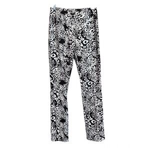 LENA GABRIELLE Black & Silver Metallic Leopard Print Pants Size 2